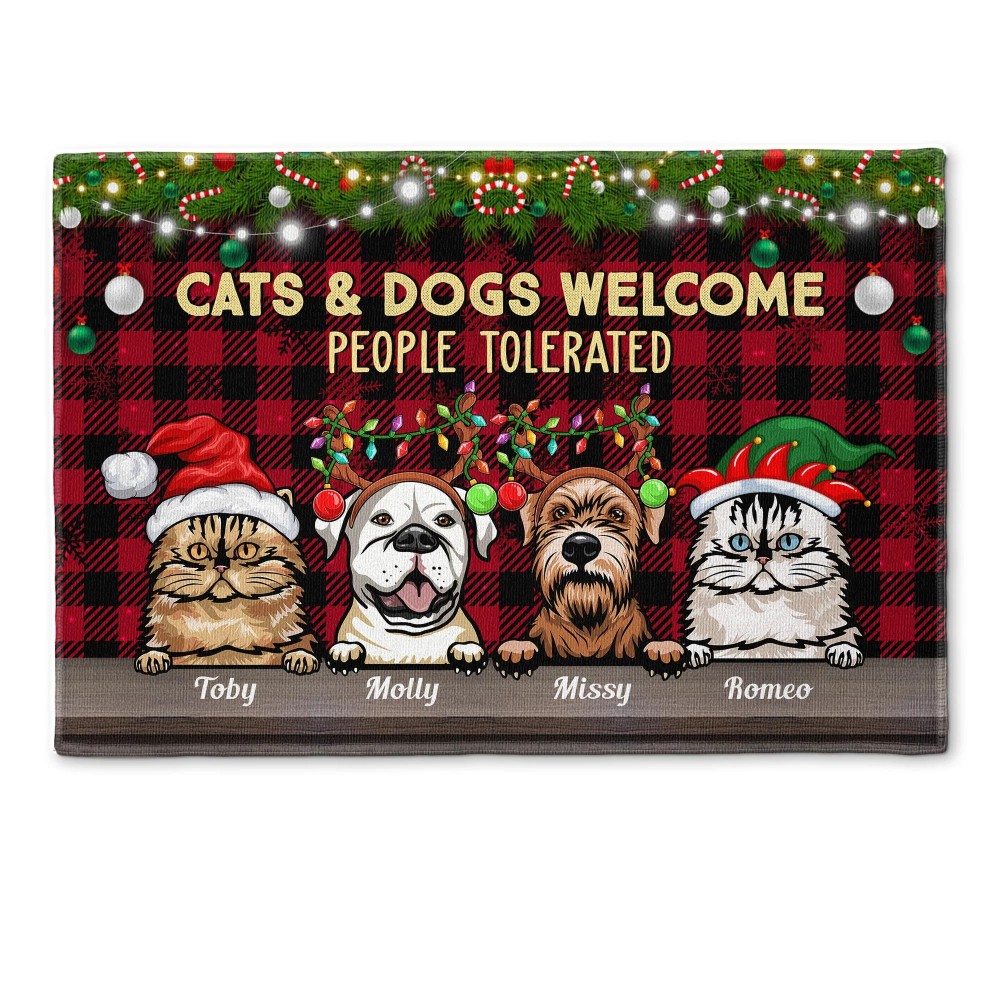 Dogs Welcome People Tolerated Doormat 18x30 – MDStickerShop